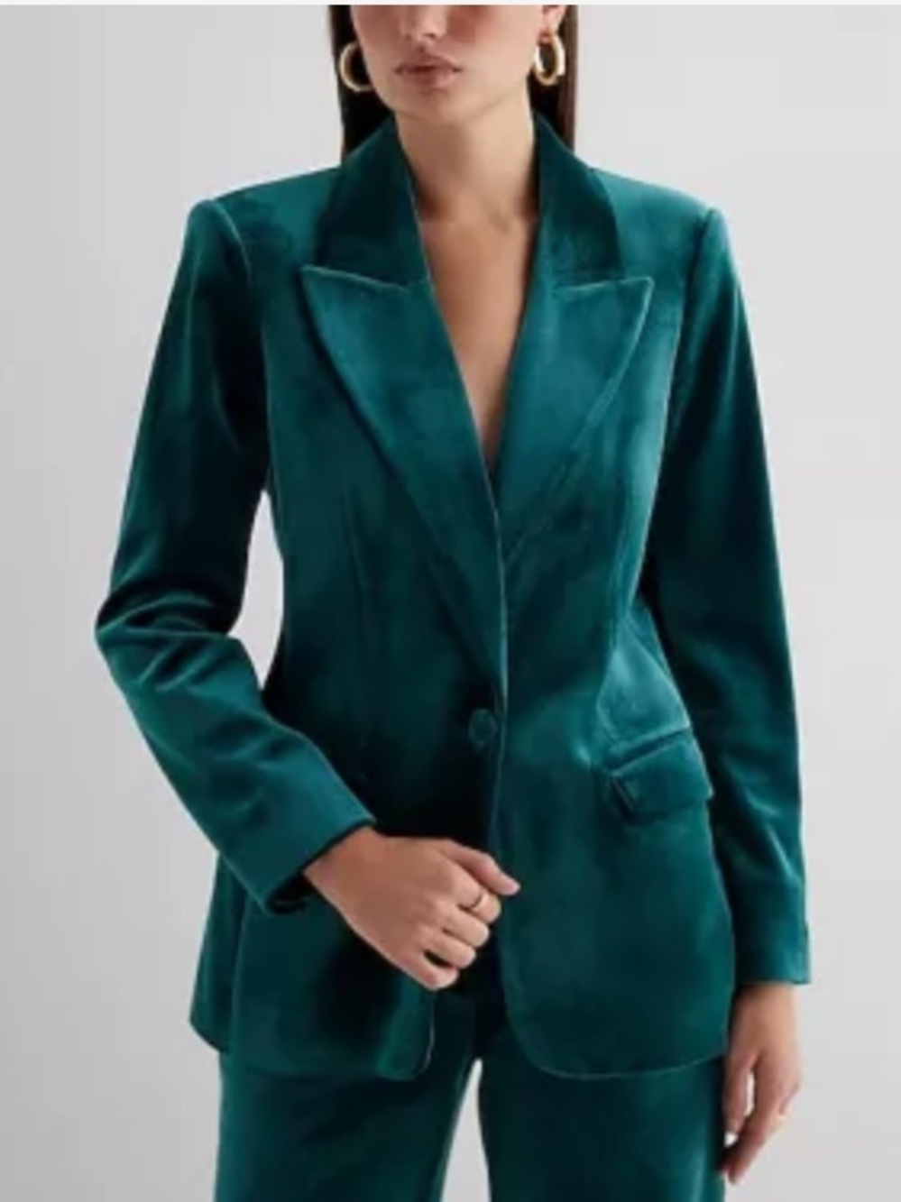 Express NWT Teal Green Velvet Velour Button Blazer Size Small